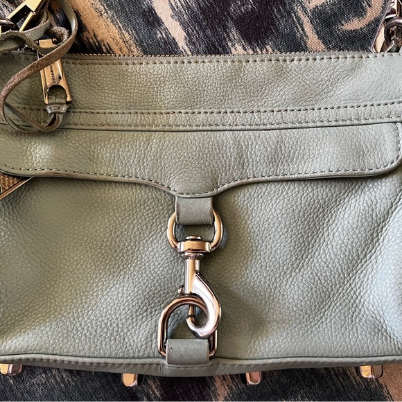 REBECCA MINKOFF Turquoise Leather Mini Mac Crossbody Bag Purse silver hardware - Picture 6 of 11